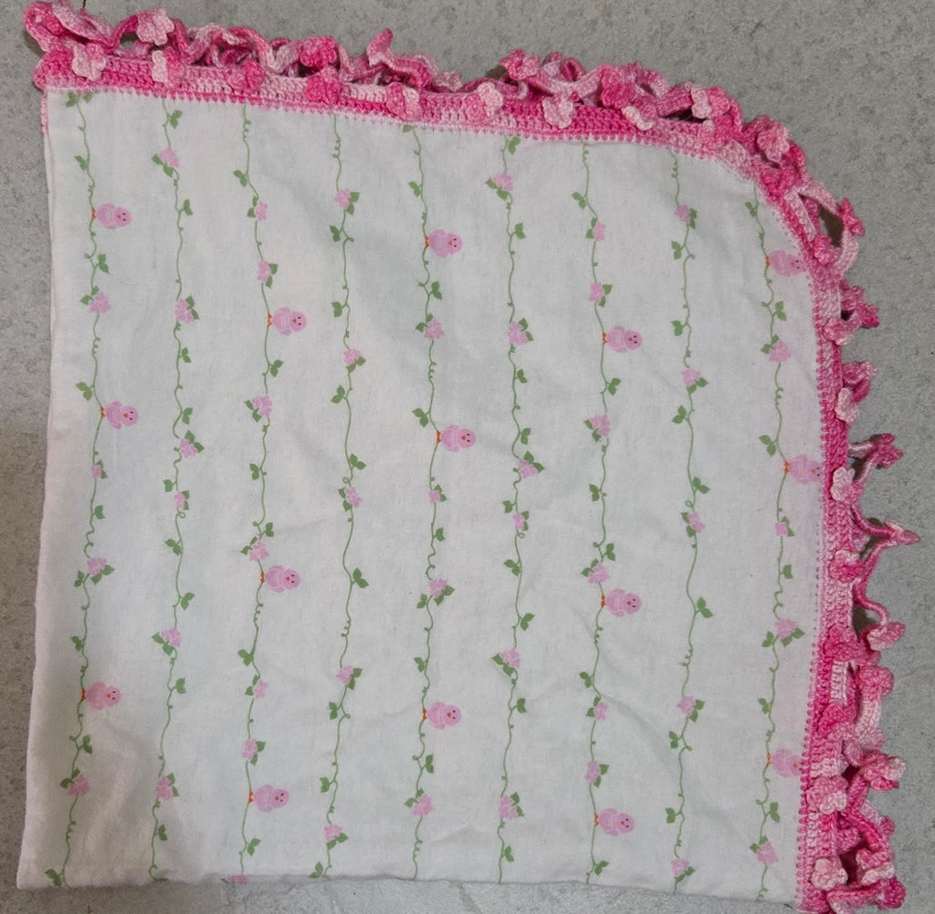 Floral Cotton Crib Sheet - Handmade Edging
