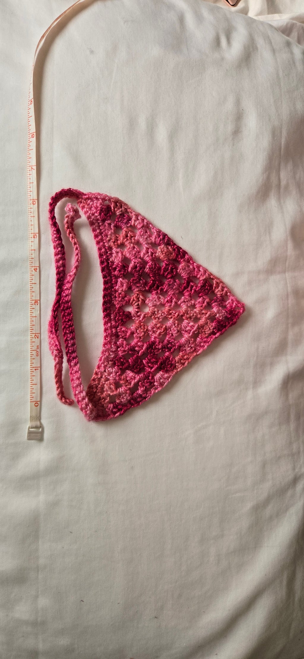 Pink Bandana Crocheted - Handmade