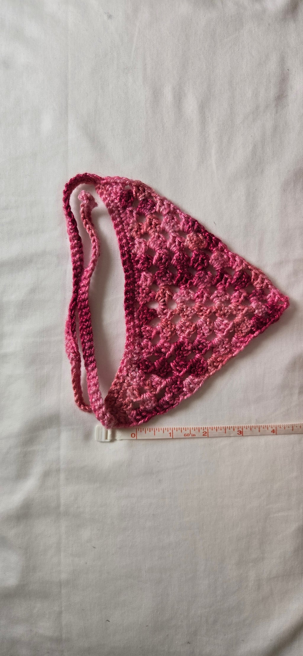 Pink Bandana Crocheted - Handmade