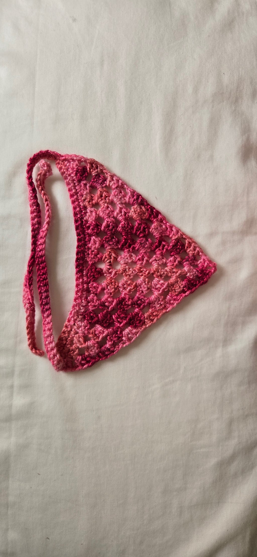 Pink Bandana Crocheted - Handmade