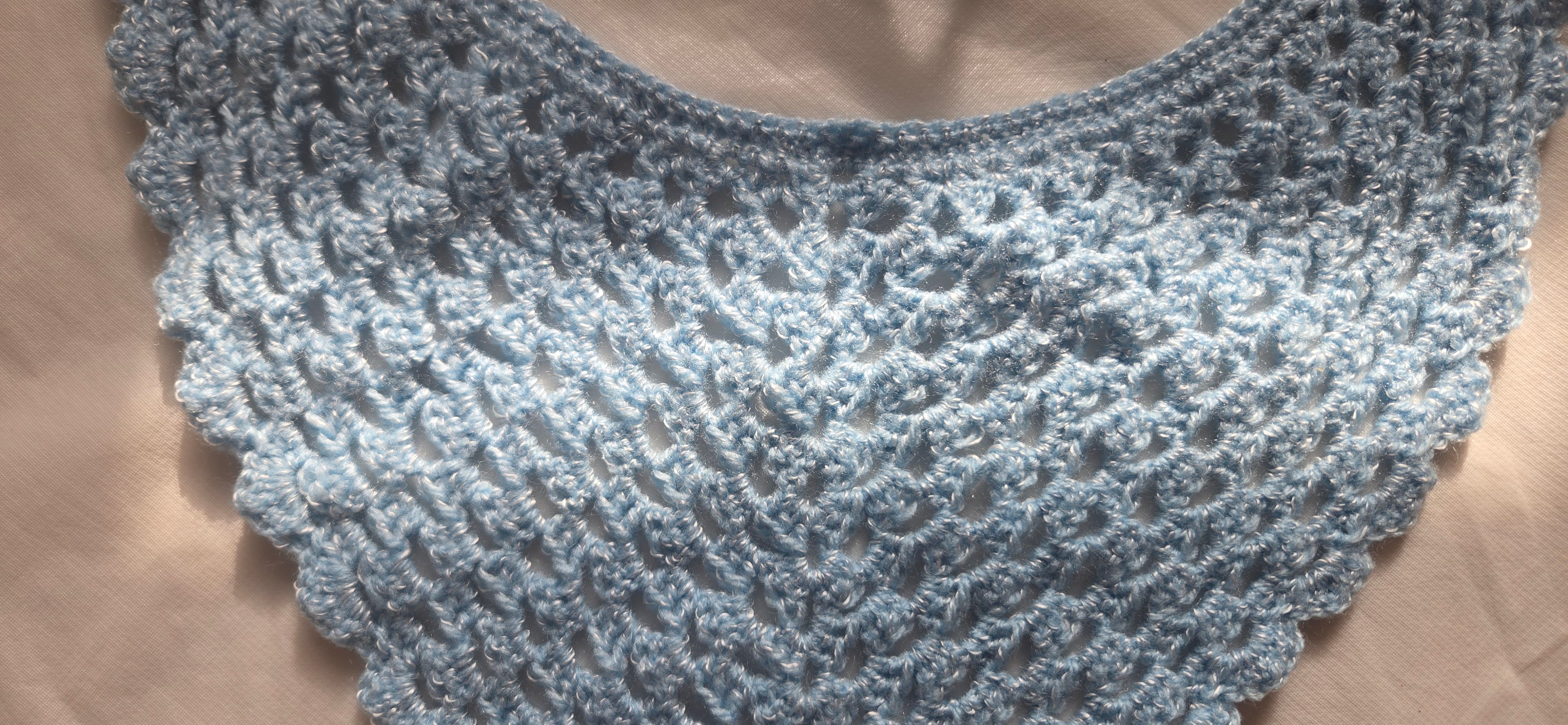 Blue With Satin Bandana Crocheted - Handmade