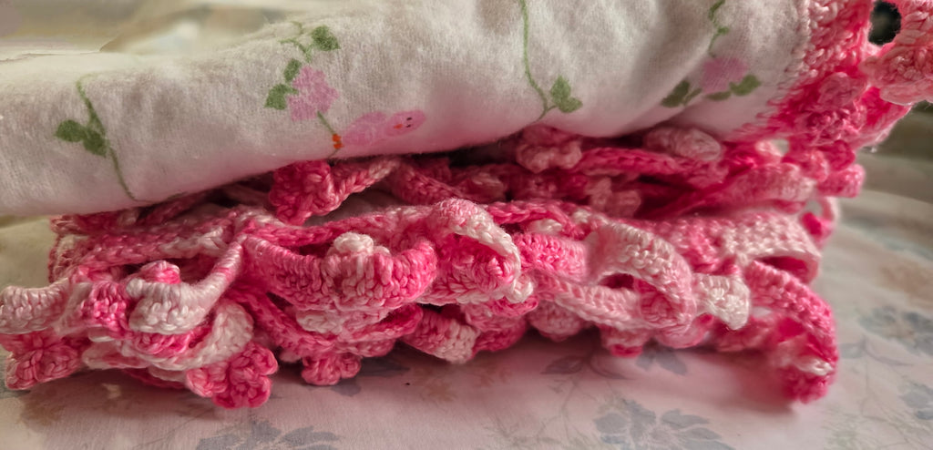 Floral Cotton Crib Sheet - Handmade Edging